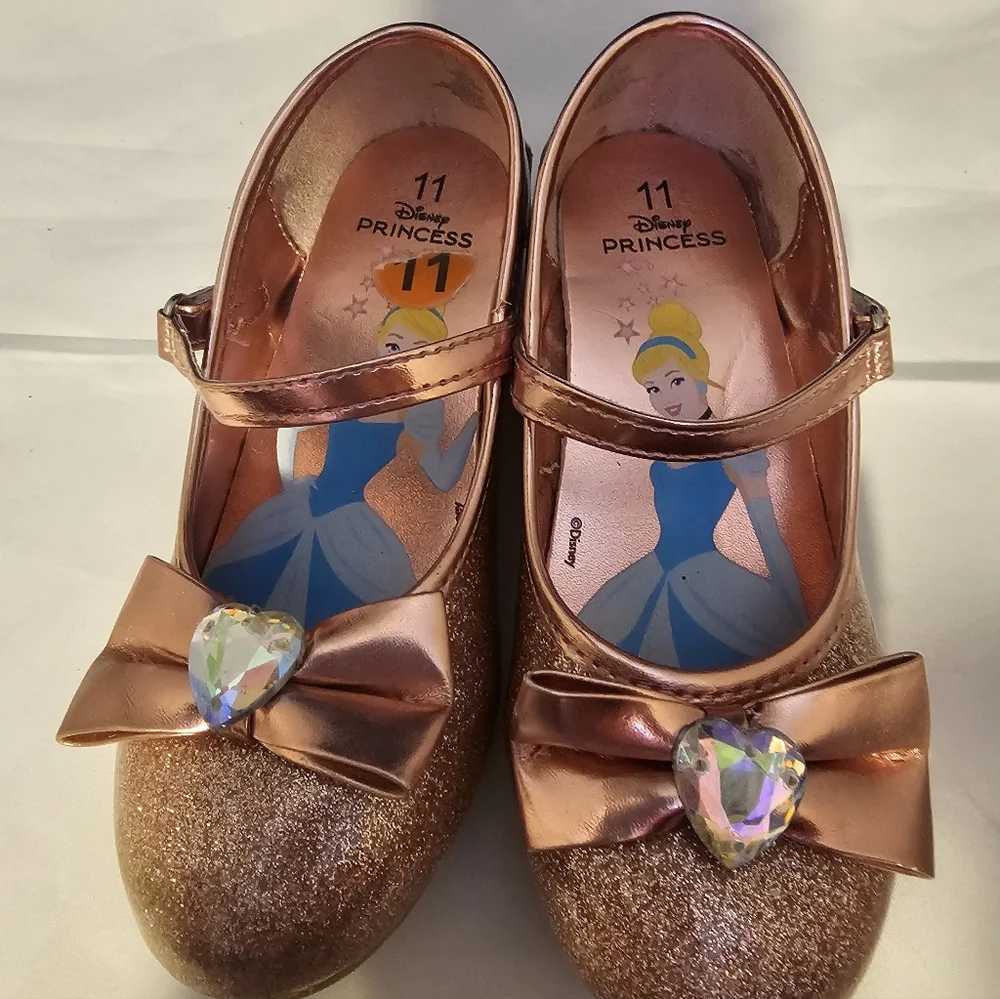 Disney Princess Glittery Rose Gold Dress Shoes SZ 11 toddler